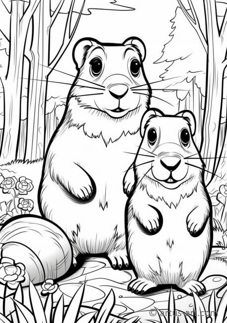 Groundhogs Coloring Page